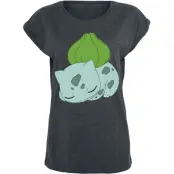 Pokémon - gaming T-shirt - Bulbasaur - S XXL - för Dam - mörkt gråmelerad