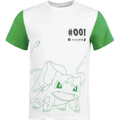 Pokémon - gaming T-shirt - Bulbasaur - S XL - för Herr - vit/grön