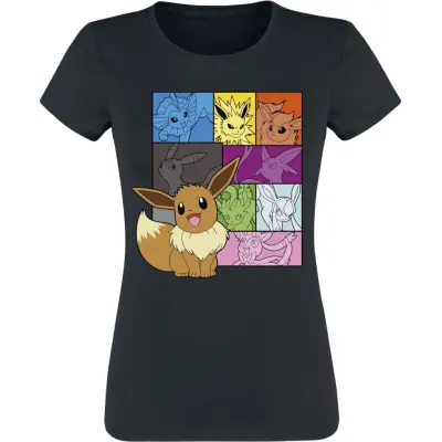 Pokémon - gaming T-shirt - Evoli - Eeveelutions - S XXL - för Dam - svart