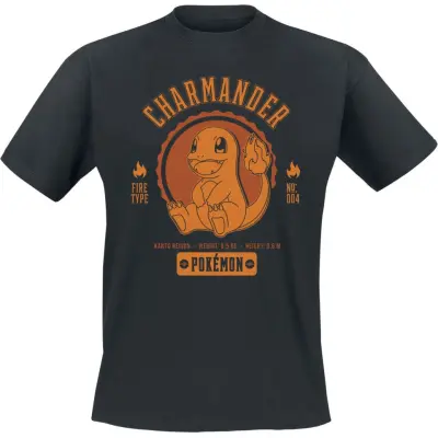 Pokémon - gaming T-shirt - Glumanda - S XXL - för Herr - svart