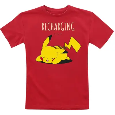 Pokémon - gaming T-shirt - Kids - Pikachu - Recharging - 128 164 - för barn - röd