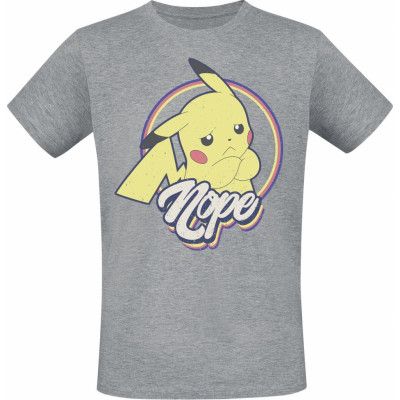 Pokémon - gaming T-shirt - Pikachu - Nope - S XL - för Herr - gråmelerad