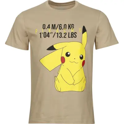 Pokémon - gaming T-shirt - Pikachu - S XXL - för Herr - beige