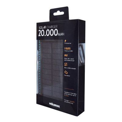 MM Powerbank med Solcellsladdare 20.000 mAh