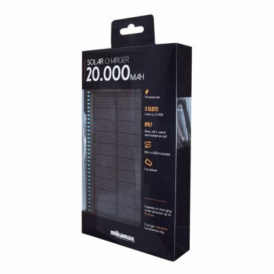 MM Powerbank med Solcellsladdare - Vit