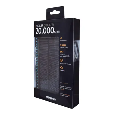 MM Powerbank med Solcellsladdare - Vit