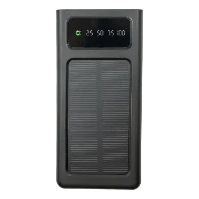 Powerbank med Solcellsladdare - 10.000 mAh Svart