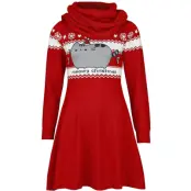 Pusheen - Anime Halvlång klänning - Christmas - M XL - för Dam - röd/vit