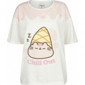 Pusheen - Anime T-shirt - Chill Out - S XL - för Dam - vit/rosa