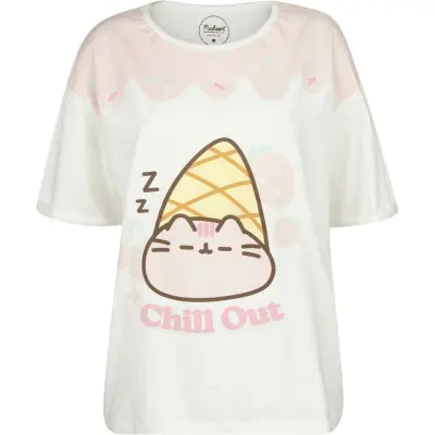Pusheen - Anime T-shirt - Chill Out - L - för Dam - vit/rosa