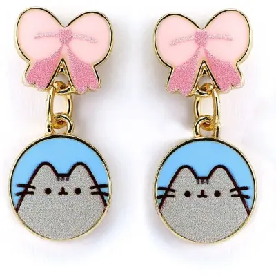 Pusheen Stiftörhängen - Bow - för  guldfärgad