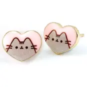 Pusheen Stiftörhängen - Heart Pusheen - för  silverfärgad