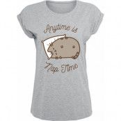 Pusheen T-shirt - Anytime Is Nap Time - XS 5XL - för Dam - gråmelerad