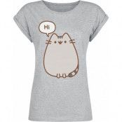 Pusheen T-shirt - Hi Bye - XS 5XL - för Dam - gråmelerad