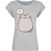 Pusheen T-shirt - Hi Bye - S 5XL - för Dam - gråmelerad
