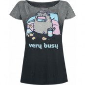 Pusheen T-shirt - Very Busy - S 4XL - för Dam - mörkgrå