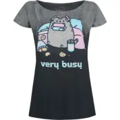 Pusheen T-shirt - Very Busy - S XXL - för Dam - mörkgrå