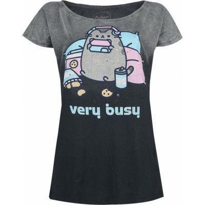 Pusheen T-shirt - Very Busy - S XXL - för Dam - mörkgrå