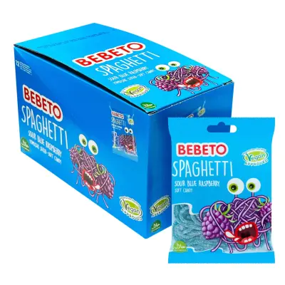 Bebeto Spaghetti Blue Raspberry Storpack - 12 x 80 g