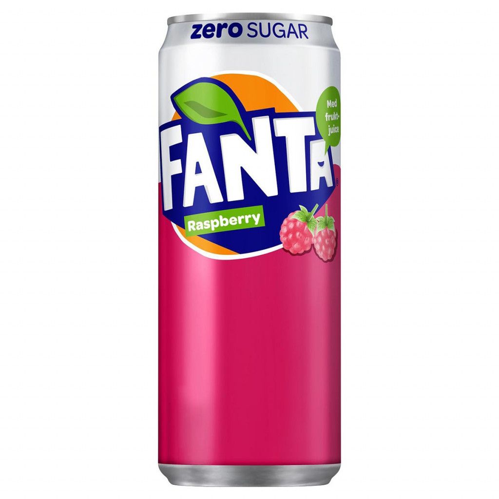 Läsk, Fanta Zero raspberry 33 cl - Geekbutiken