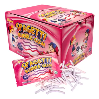 Spaghetti Bubble Gum Blueberry&Raspberry Storpack - 24-pack