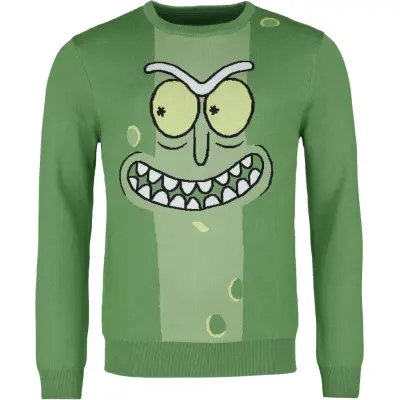Rick And Morty - Anime Stickad jumper - Pickle Rick - S M - för Herr - flerfärgad