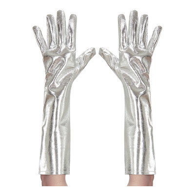 Långa Handskar i Silvermetallic