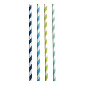 Sugrör Randiga Mörkblå/Ljusblå/Grön - 24-pack