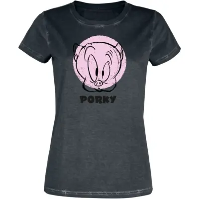 Looney Tunes - Anime T-shirt - Porky Pig - XS 5XL - för Dam - svart