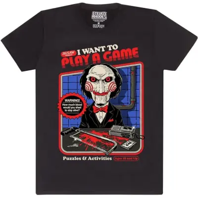 Steven Rhodes - Fun T-shirt - Steven Rhodes x Saw I Want To Play A Game - S XXL - för Herr - svart
