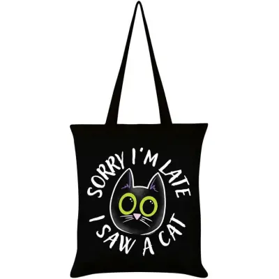 Tierisch - Fun Tygväska - Sorry I'm Late I Saw A Cat - för  flerfärgad