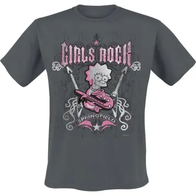The Simpsons - Anime T-shirt - Girls Rock - S XXL - för Herr - skiffer