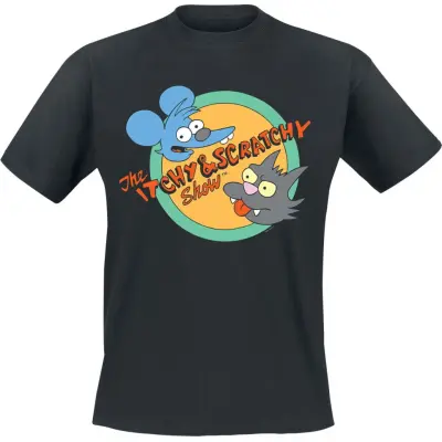 The Simpsons - Anime T-shirt - Itchy & Scratchy - S XXL - för Herr - svart