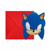 6 stk Invitationskort med Kuvert - Sonic the Hedgehog