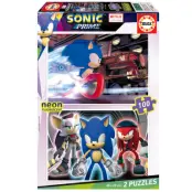Educa Sonic Prime Neon Pussel 2x100 bitar - Sonic -  Leksaksaffären