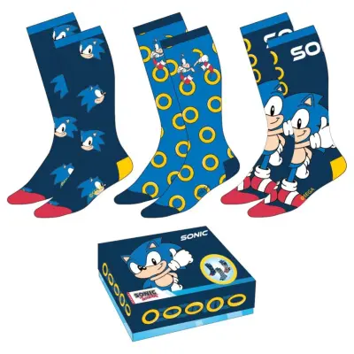 Sonic - 3 Pairs Socks Pack (Uk Size 6,5-11)