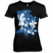 Sonic and Tails Sprayed Girly Tee, T-Shirt