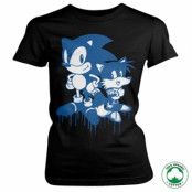 Sonic and Tails Sprayed Organic Girly Tee, T-Shirt