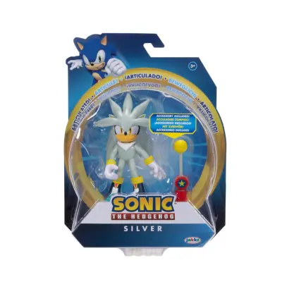 Sonic Figur 10cm Modern Silver with Yellow Checkpoint - Sonic -  Leksaksaffären