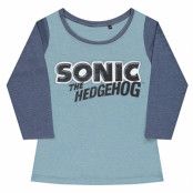 Sonic The Hedgehog Classic Logo Girly Baseball Tee, Long Sleeve T-Shirt
