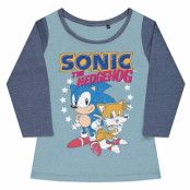 Sonic The Hedgehog - Sonic & Tails Girly Baseball Tee, Long Sleeve T-Shirt