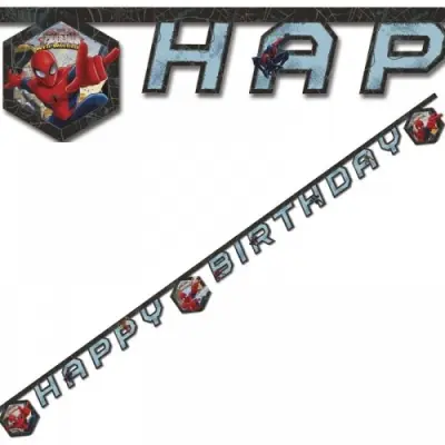 Banderoll Spindelmannen formklippt Happy Birthday