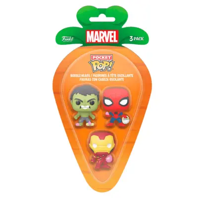 Carrot Pocket POP blister 3 figures Marvel Spiderman Hulk Iron Man