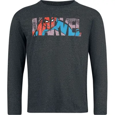 Marvel Spider Man - Marvel Långärmad tröja - Spider Man Window - S XXL - för Herr - mörkt gråmelerad