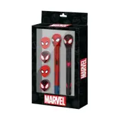 Marvel Spiderman Pen + Pencil + 4 erasers pack