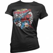 Distressed Spider-Man Girly T-Shirt Svart