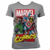 Marvel Comics Heroes Girly T-Shirt Grå