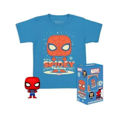 Pocket Pop! & Tee (Child): Marvel - Holiday Spiderman Vinyl Figure & T-Shirt (L)