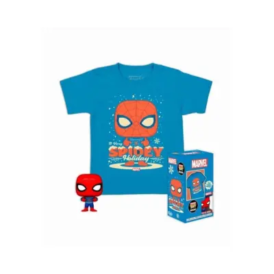 Pocket Pop! & Tee (Child): Marvel - Holiday Spiderman Vinyl Figure & T-Shirt (XL)