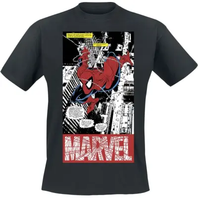 Spider-Man - Marvel T-shirt - Panel Art - S 5XL - för Herr - svart